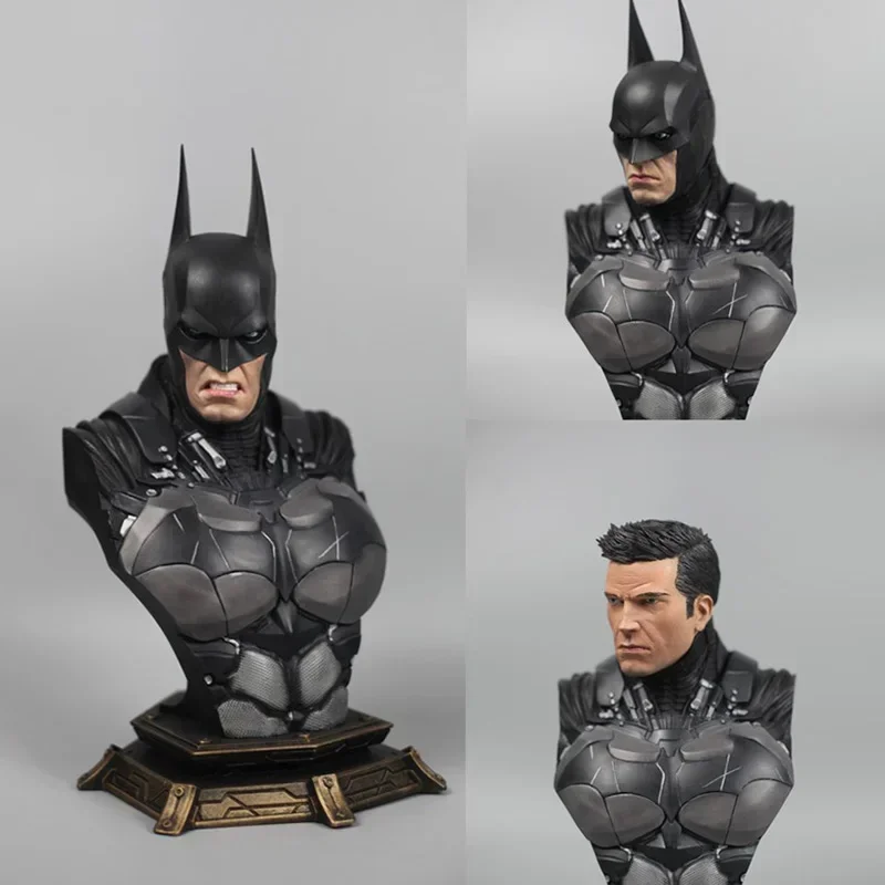 Marvel Batman Figures Arkham Knight Batman P1s Bust Sculpture Replaceable Head Imitation Copper Statue Model Home Decor Gift