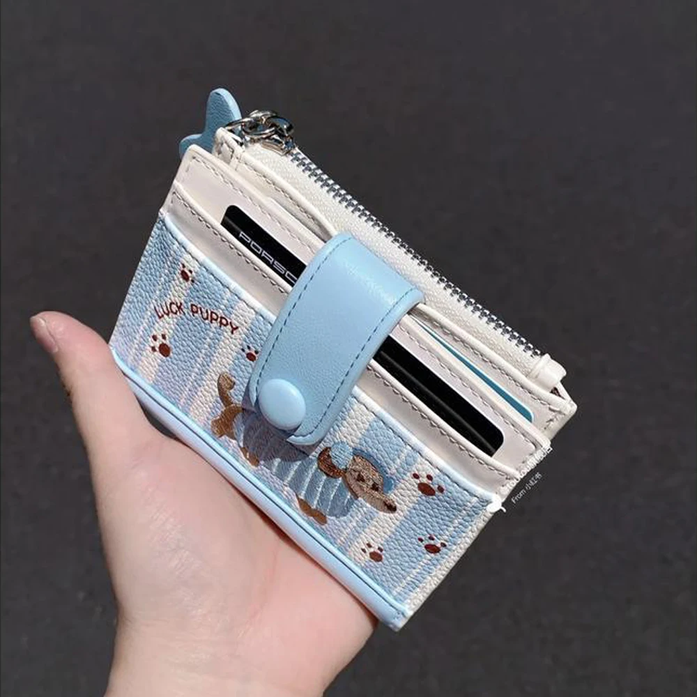 Casual Koreanischen Stil Stickerei Wurst Hund Geldbörse Cartoon Münzfach Kartenhalter Ultra Dünne PU Leder Kartenhalter