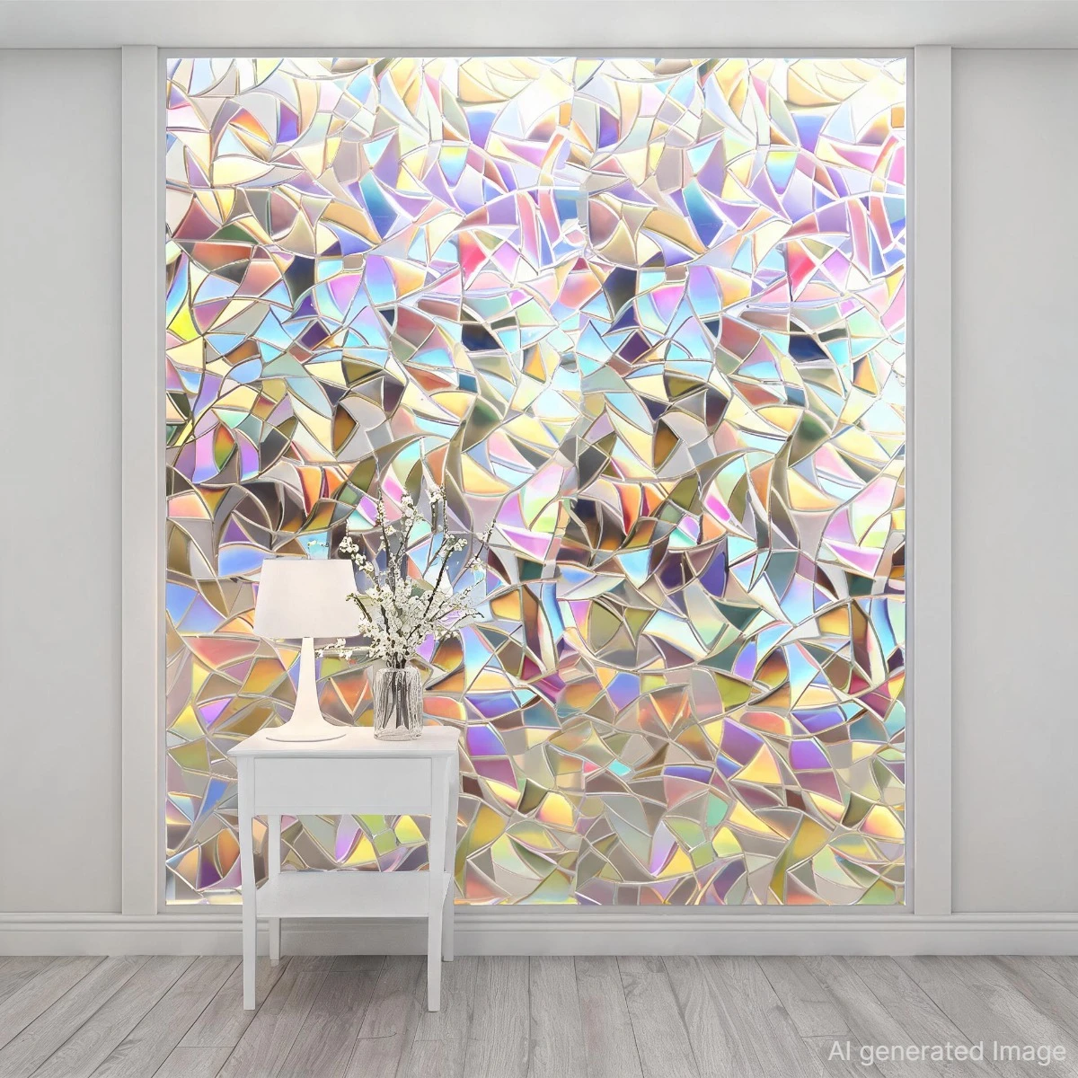 Fenster-Sichtschutzfolie Regenbogen-Fensteraufkleber 3D Dekorative Fenster-Vinylfolie Buntglas-Fensteraufkleber Statische Fensterfolie 2028
