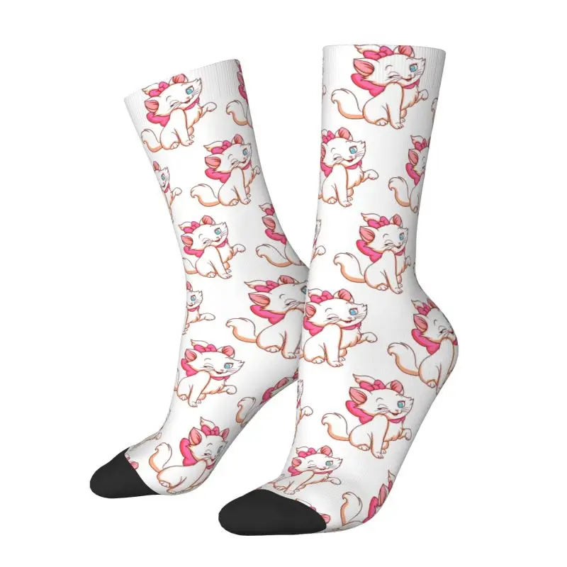 Funny Marie Smiling Men's Crew Socks Unisex Fun 3D Printing Girly Animal Dress Socks