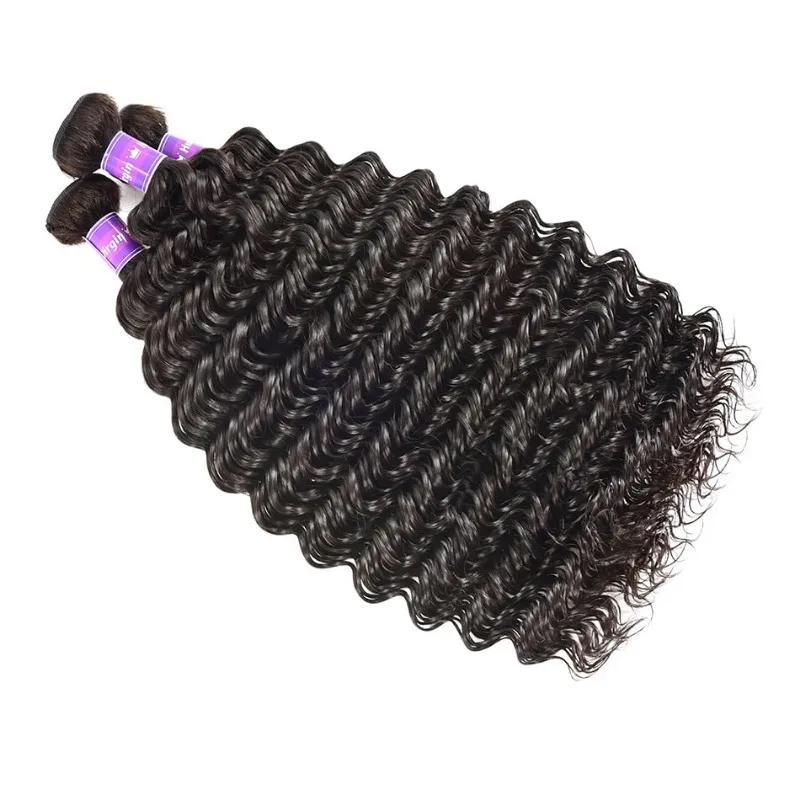 Pacotes de cabelo de onda profunda para mulheres negras, 100% cabelo humano, extensões de tecelagem, macias e sedosas, cabelo remy brasileiro, 100g por pc