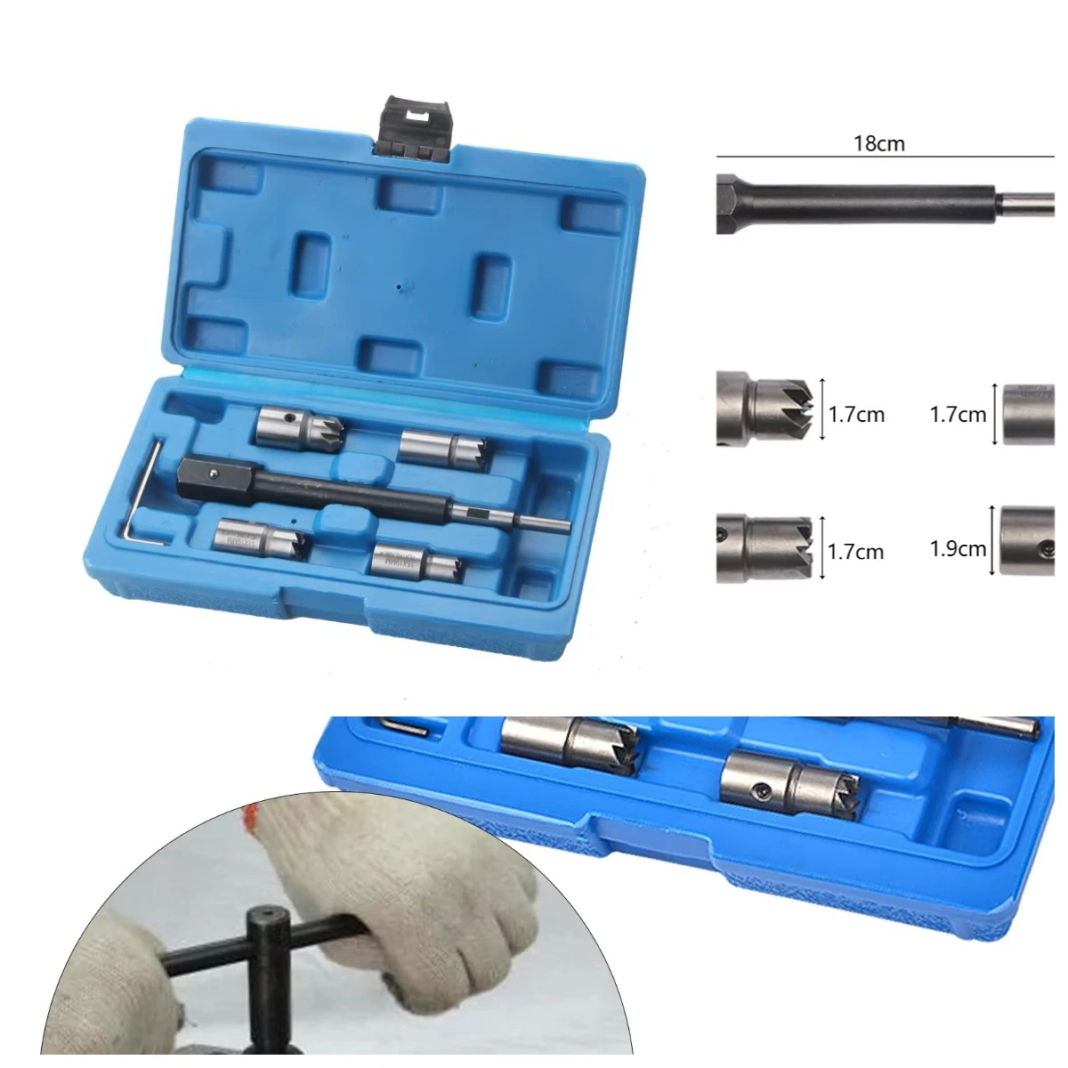 Alloy Steel Valve Seat Reamer 6 Pcs/set Diesel Injector Seat Reamer Set Carbon Deposit Removal Reamer Car Repair Tool