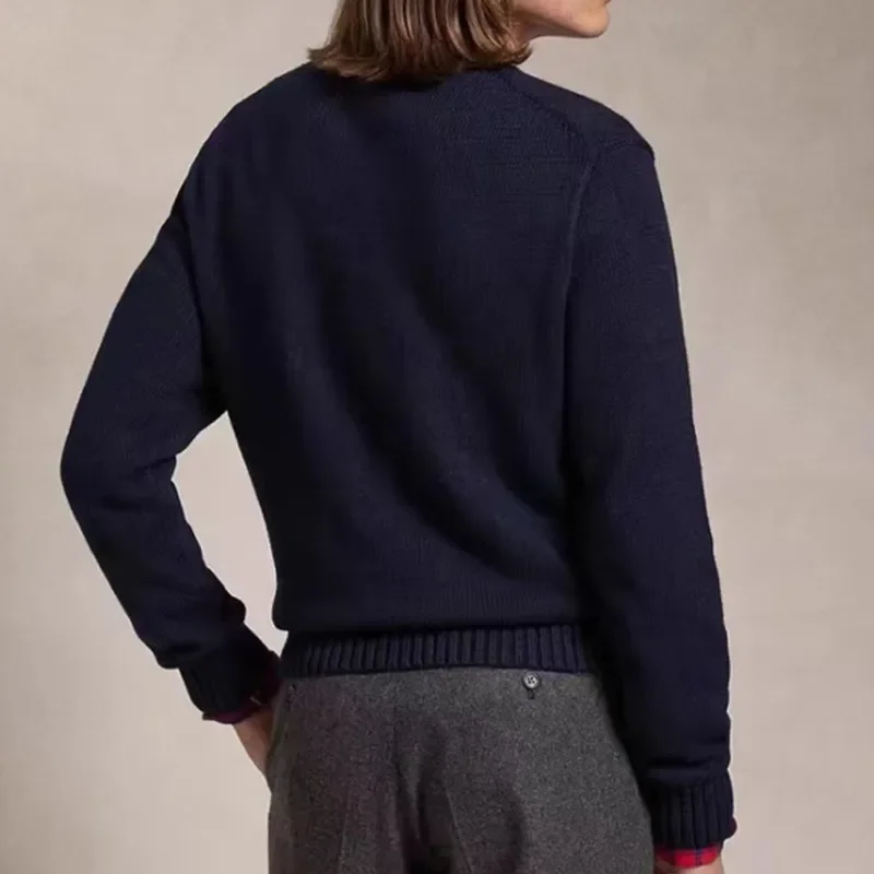 2025 nouveaux hommes femmes automne et hiver pull de noël broderie RL ours à manches longues tricoté pull Couples coton pull