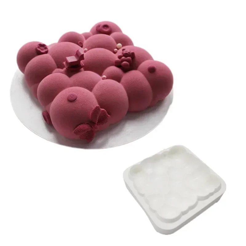 Creative New White Square Cloud Shape Silicone Mould 3D Cloud Cake Pan For Mousse Dessert Chocolate Handmade Baking Supplies