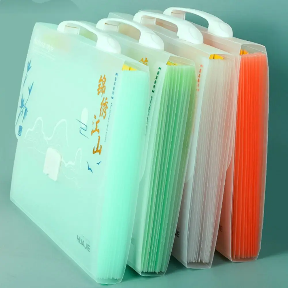 Portable Multi-layer A4 Document Bag Large Capacity Hand-held File Folder Waterproof Organ Bag for Students and Office Workers