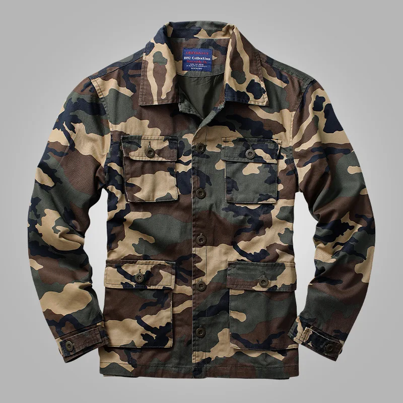 

Trendy Fashion Camouflage Jacket Men Casual Loose Baggy Tactical Coat Pocket Style Streetwear Battle Clothing