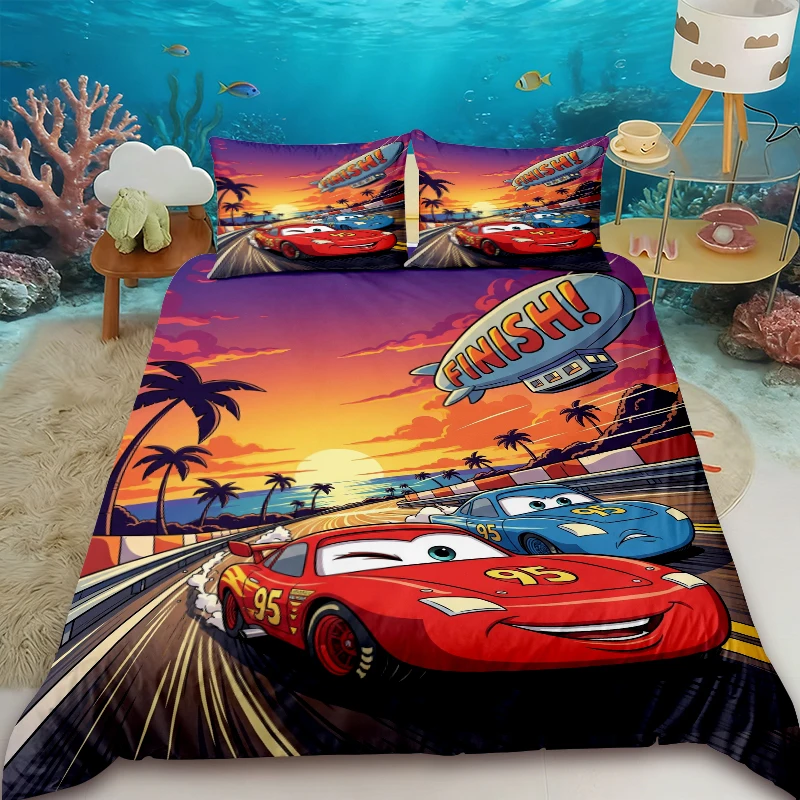 

Disney Lightning McQueen Car Duvet Cover Set, Soft Duvet Insert and Pillowcase Set, Single/Double/Large/Extra Large Sizes