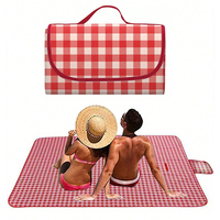 Picnic Blanket 150x200cm Beach Mat Washable Lightweight with Handle Red Checkered for Hiking Travelling Outdoor Camping Parks