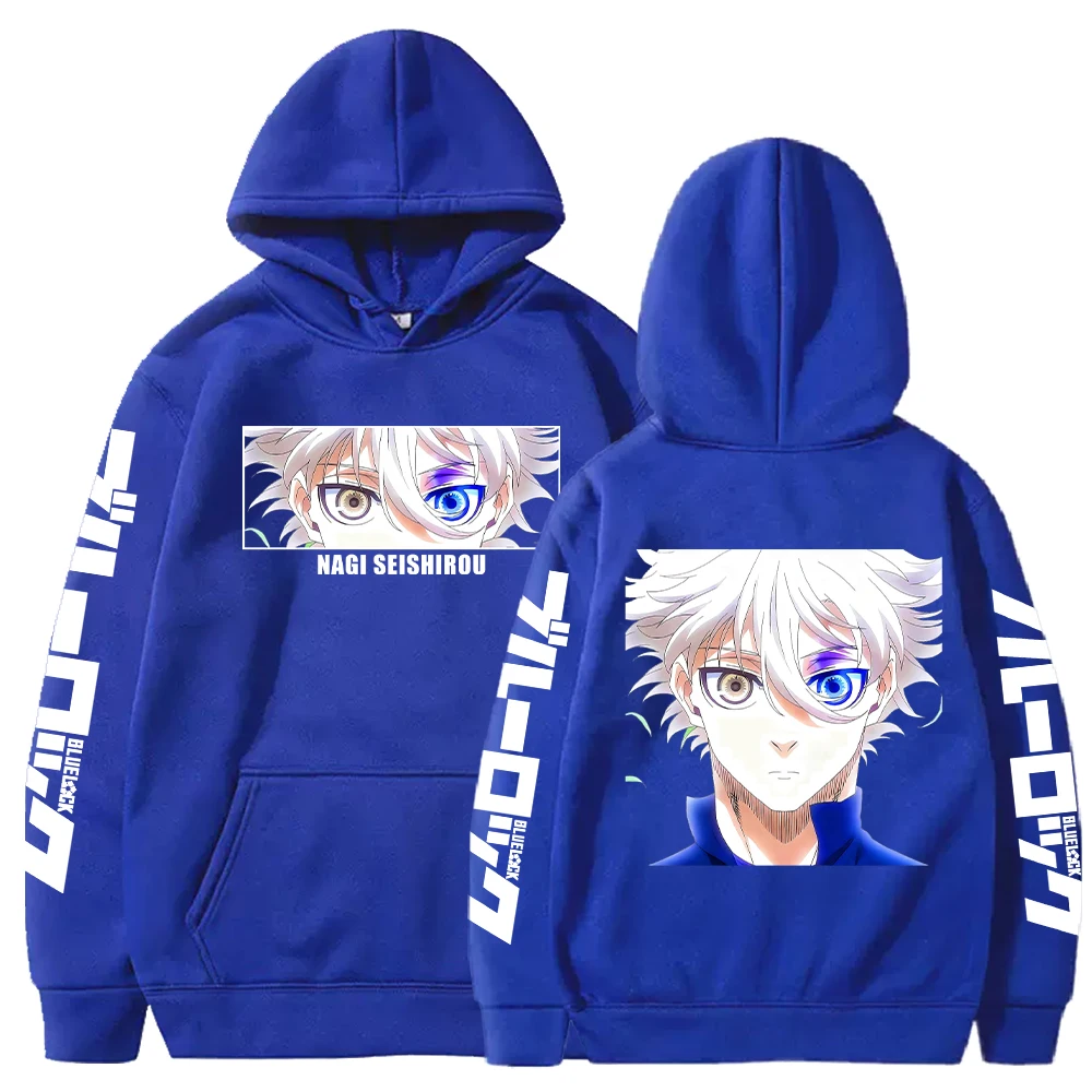 هوديز بطباعة أنيمي للرجال والنساء ، قفل أزرق ، Nagi Seishiro ، مريح ، صوفي ناعم ، ملابس شارع كاجوال ، بلوزات ، خريف ، شتاء #1