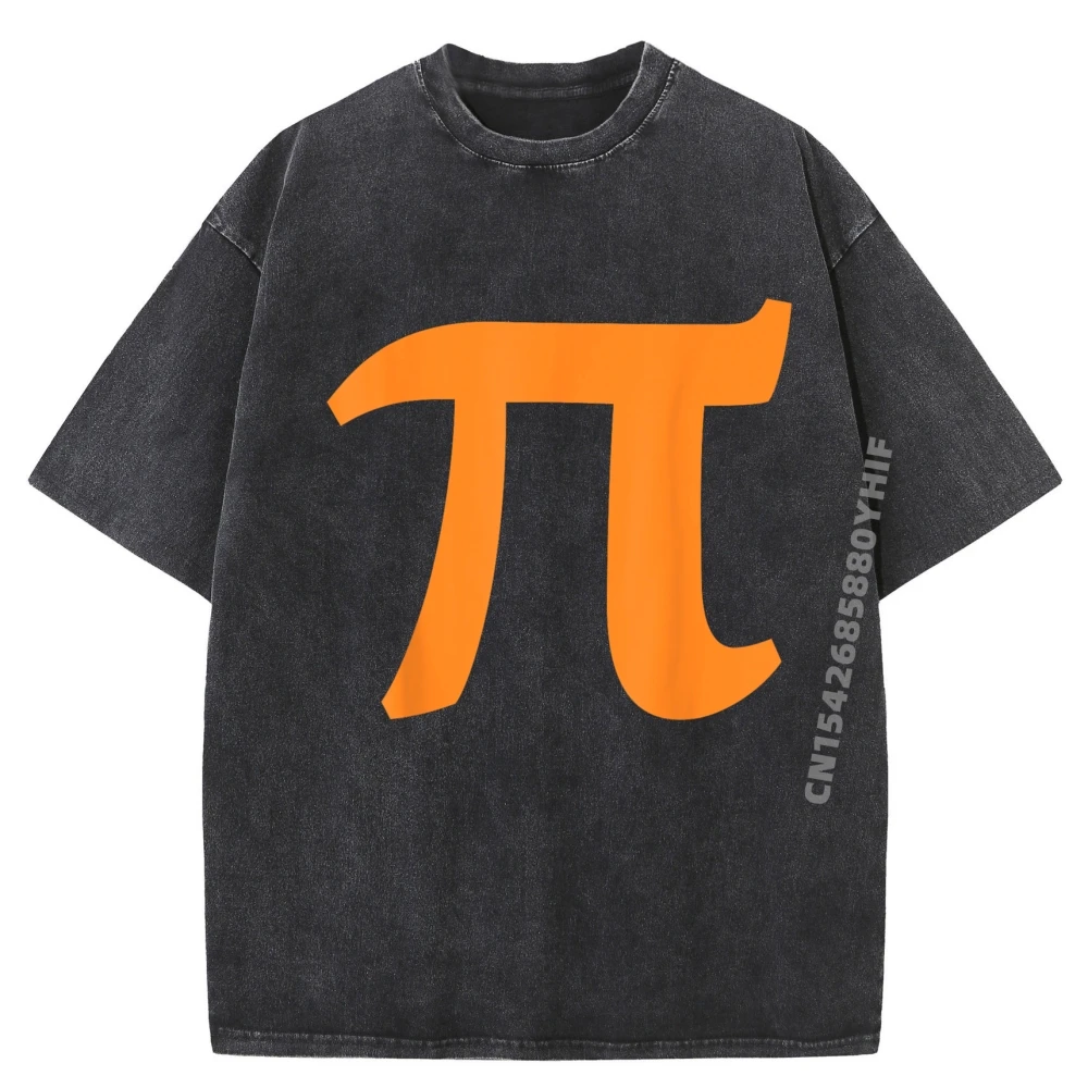 

Mens Printed Tees Pi Symbol For Pi Day Orange Symbol Vintage T Shirt Men Luxury Designer Oversized Washed Clothes