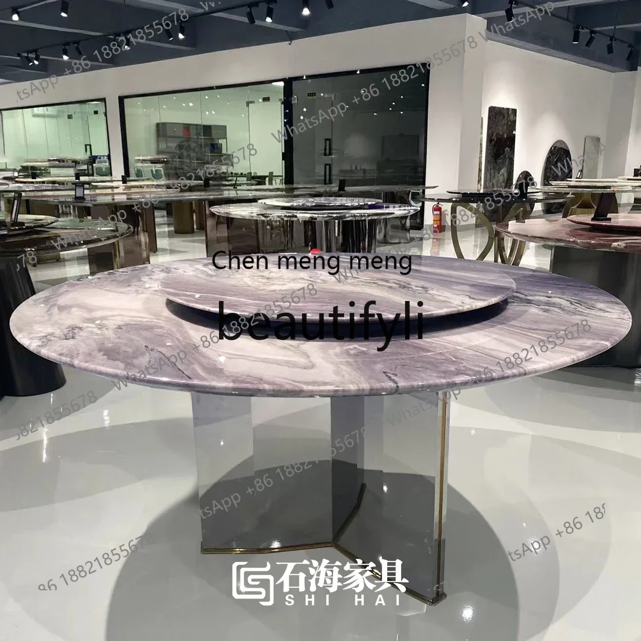 

182Q Pure natural marble dining table high-end luxury stone series Patek jadeite living room round light luxury