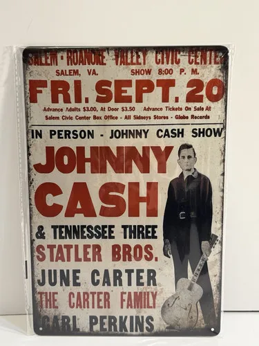 Johnny Cash Blechschild Metallposter – Rustikale Wanddekoration im Vintage-Stil, neues Aluminium-Blechschild