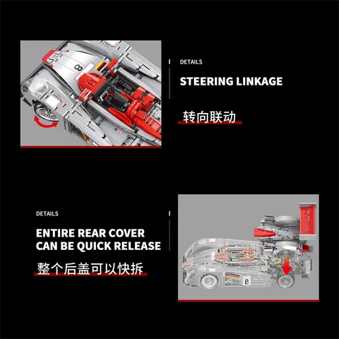 Nytt 1:10 2426 st MOC Teknisk Fjärrstyrd Sportbil R8 Byggstenar Modell Racing Klossar Montering Barnleksaker Presentset 10 best sales Audi R8 Lego - №7