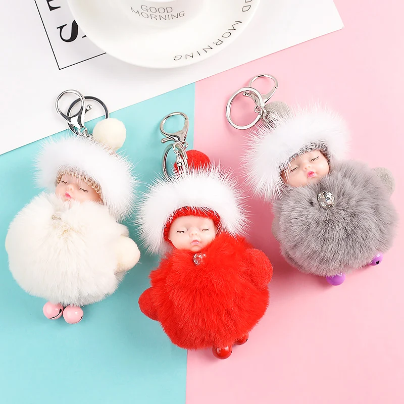 Andcool Kawaii Keychain Charms Keyring Doll Headphone Doll Keyring For Bag Female Plush Keychains Women Gift For Girlfriend