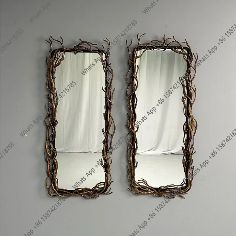 French Mirror Hanging Decoration, Arched Wall, Full-length Mirror, Floor Lattice, Whole Body Retro Entrance X