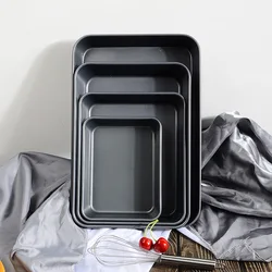 Rectangle Carbon Steel Storage Serving Tray Fruit Food Plates Non-Stick Deep Pan Cake Bread  Biscuits Mold Kitchen Utensils