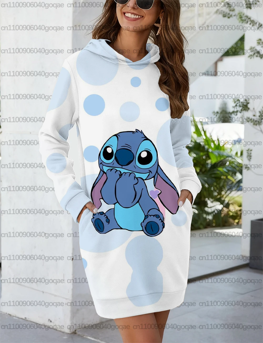 Robe à capuche pour femmes, avec dessin animé Disney Stitch, imprimé mignon et doux, à la mode, Style de rue, chemise de sport, tenue de fête, nouvelle collection