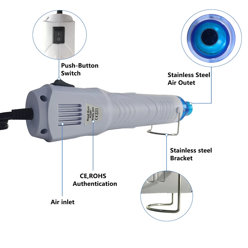 220V ヒートガンホットエアガン電力温度送風機 250 ワットディスプレイ DIY クラフトエンボスシュリンクラッピング PVC ケーブル修理