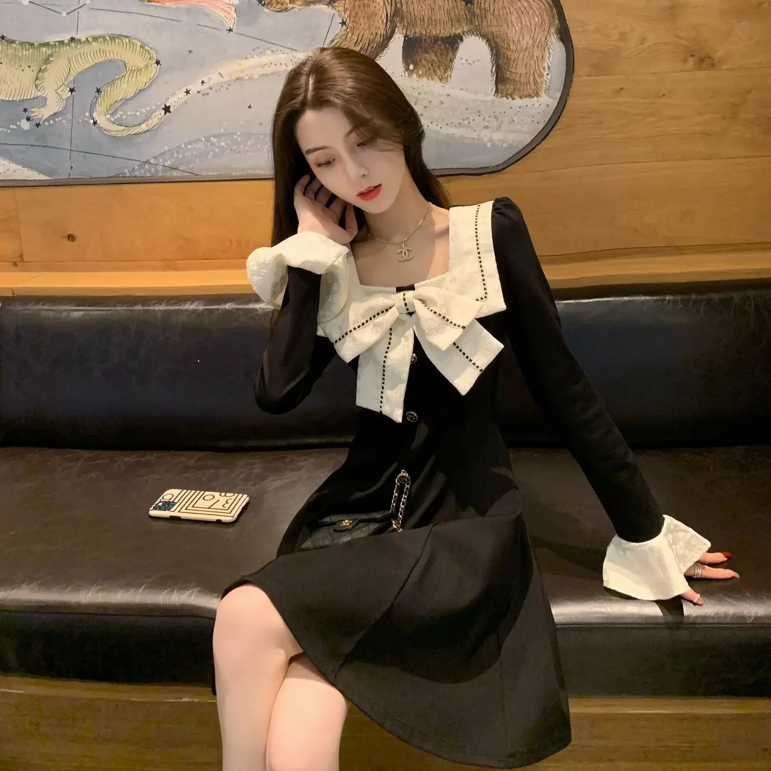 Woman Long Sleeve Dress Black New In Spring Autumn Dresses for Women X Clothing Elegant Party Chic Pretty Casual Youth Trendy G