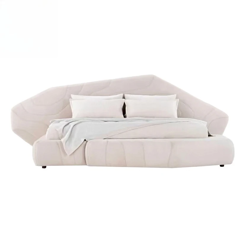 White light luxury double bed villa mansion master bedroom creative widescreen bed