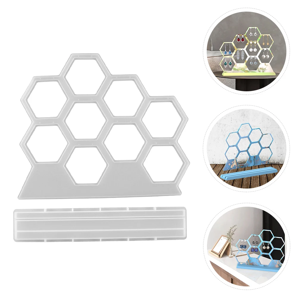 

2 Pcs Earring Rack Silicone Mold Hexagon Design And Practical Mold Ideal For Jewelry Crafting And Storing