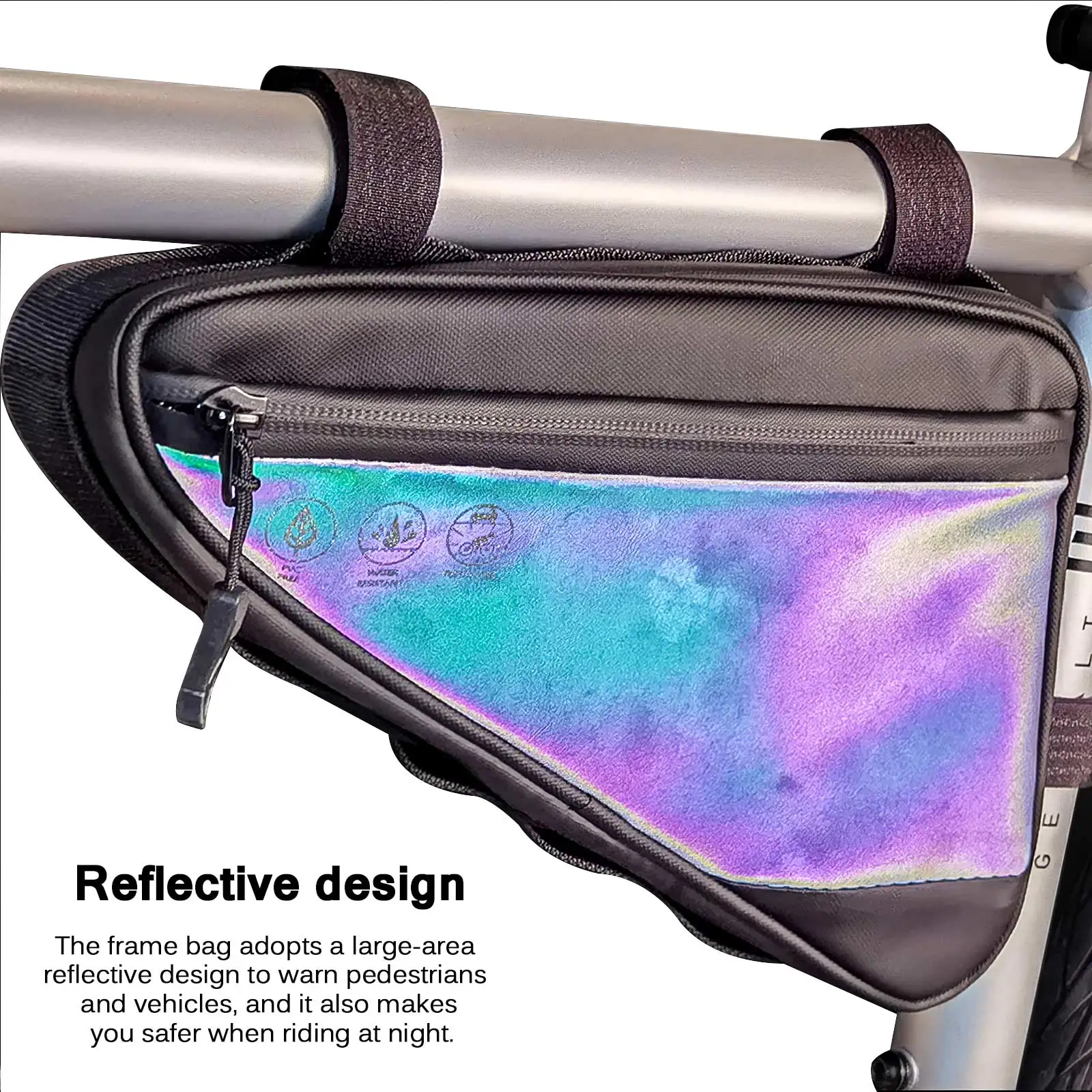 Bicicleta à prova dwaterproof água reflexivo triângulo quadro saco de armazenamento triângulo bicicleta universal grande capacidade frente tubo bolsa sela