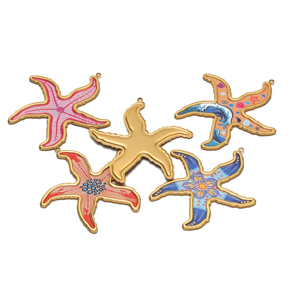 3 Stück Edelstahl-Emaille-Seestern-Anhänger für DIY-Strandschmuck, Ohrringe, Damenarmbänder, Großpackung – Detail 4