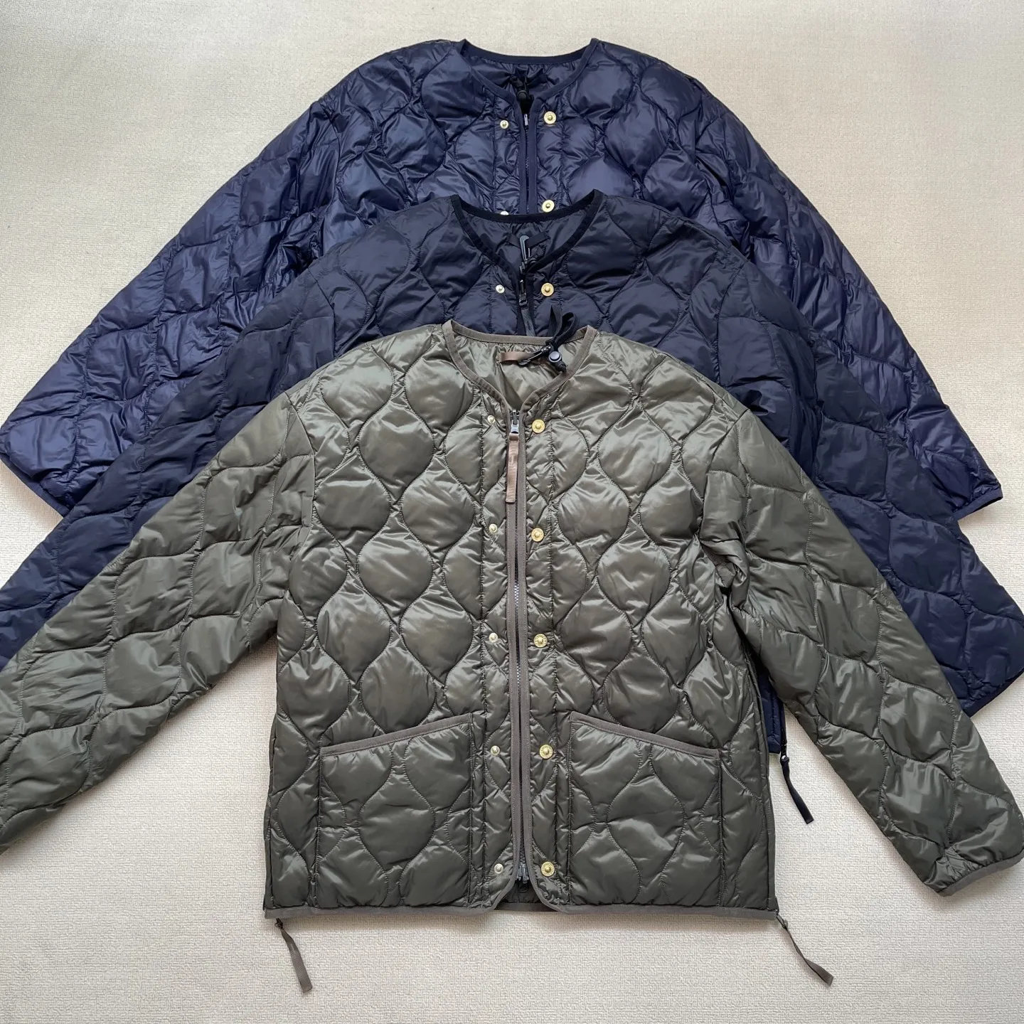 TAION rhombus quilted lightweight liner double-sided wear vintage down jacket