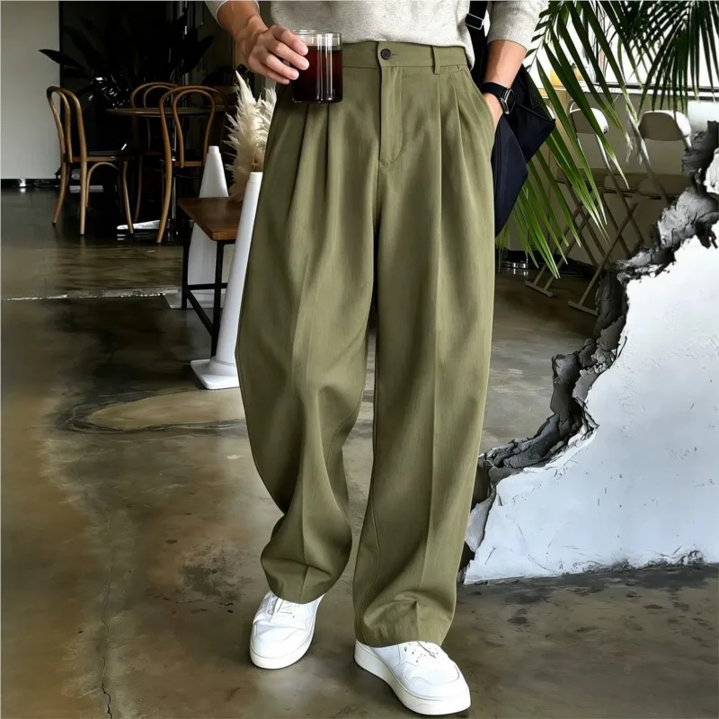Casual pants men's versatile pants new youth Men's Solid Regular Formal Dress straight leg pants Men's Spring Fall Pant Trousers