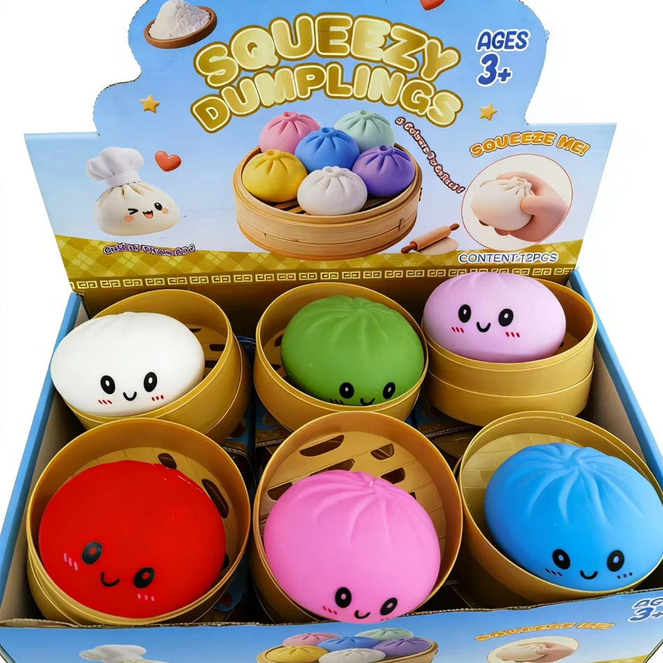 

1-12pcs Colorful Dumpling Slow Rebound Soft Pinch Decompression Kawaii Squeeze Office Desk Decor Home Office Desktop Ornaments