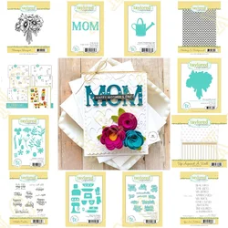Happy Mother's Day Folk Mom Flowers New Metal Cutting Dies Stamps Stencil for 2024 Scrapbook Diary Decoration Embossing Template