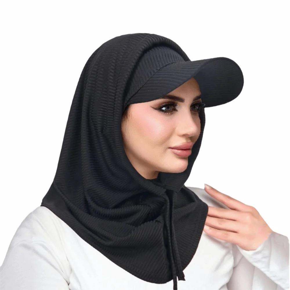 

Повседневная солнцезащитная шляпа с капюшоном, однотонная, для защиты от солнца, мусульманская шапка-хиджаб, УФ-защита, дышащая, с защитой для шеи, для рыбалки