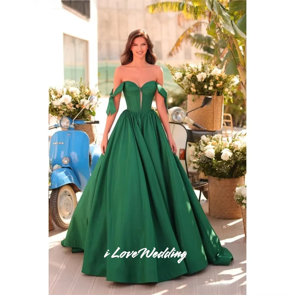 Abiti da ballo con perline con fiocco verde senza spalline senza schienale A-line Vestidos De Noche فستانmaveraLunghezza pavimento Personalizzato