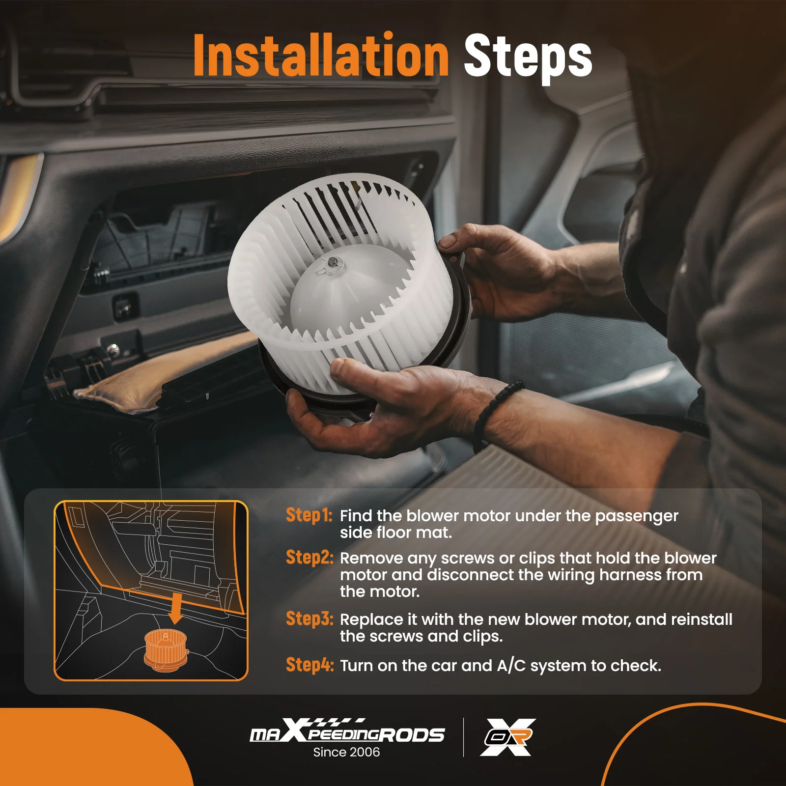 

Мотор вентилятора отопителя HVAC с защитной решеткой для Mazda 3 2014-2018, CX-5 2013-2016, 700296