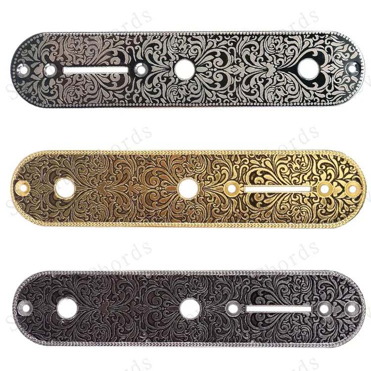 1-Shape Metal Pot Switch Control Cavity Plate Cover For TL Style Electric Guitar With Carving Decorative Pattern