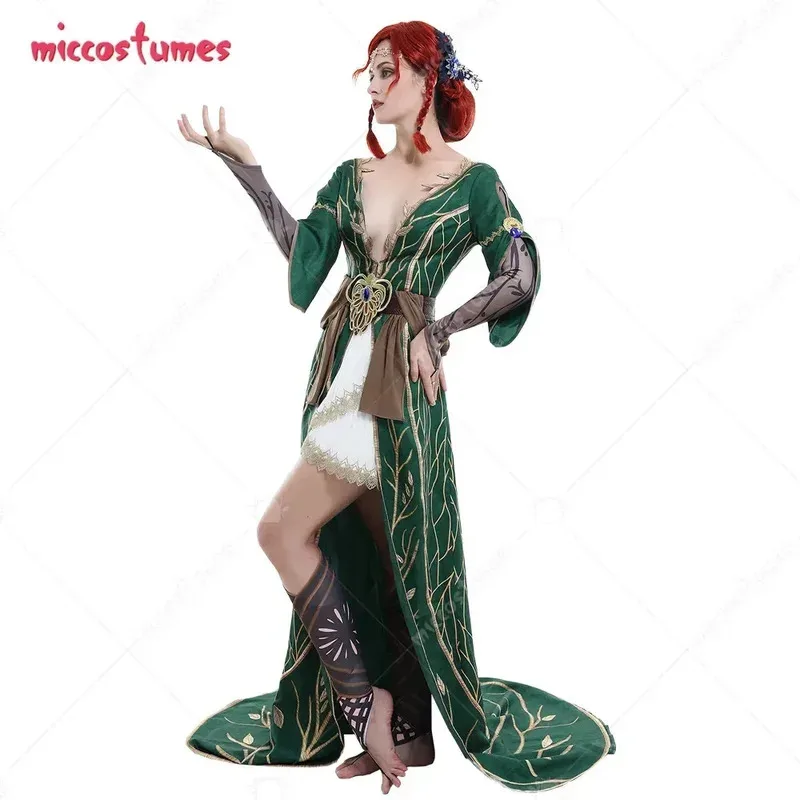 فستان Miccostumes النسائي Hunt Triss DLC فستان رداء متعرج