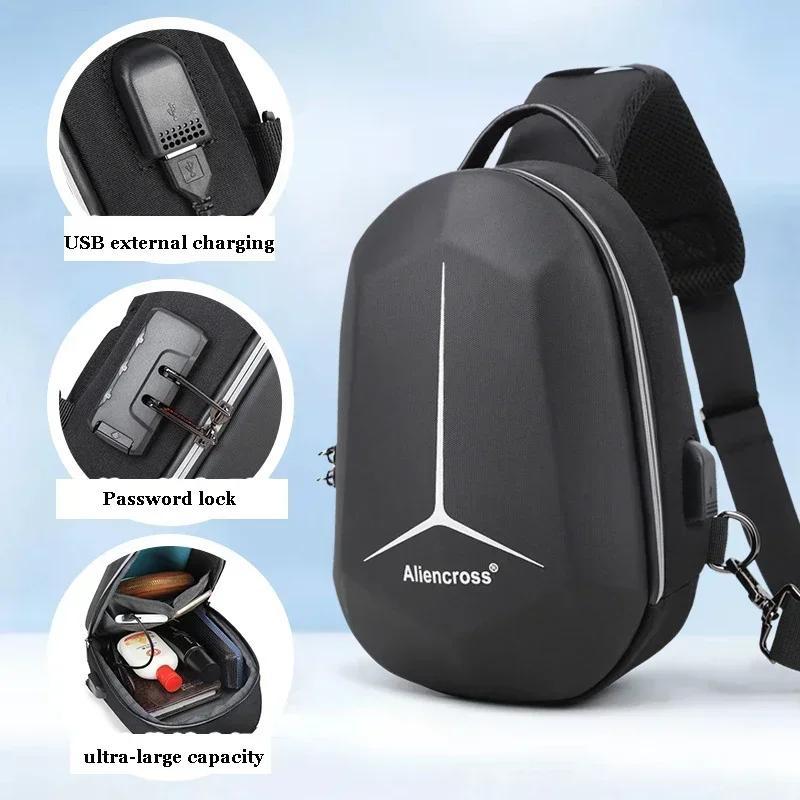 Anti-theft Lock Crossbody Bag USB Charging Travel Shoulder Bag High Quality Messenger Bags Male Waterproof Chest Bag Designer