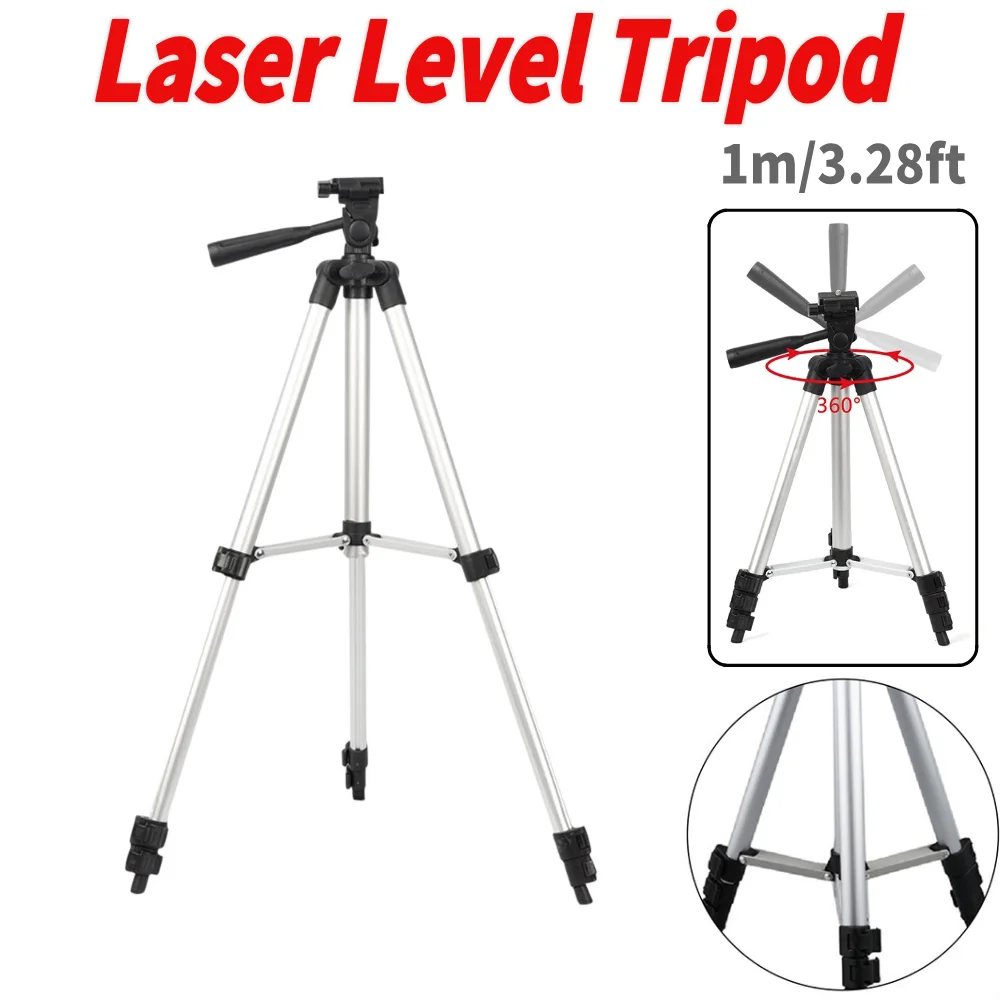 1M Laser Level Tripod Aluminum Alloy Adjustable Height Self Leveling Bracket Rack for Laser Level Aluminum Tripod with 5/8