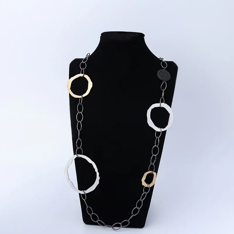 

Kaseakia New Women's Sweater Chain Fashionable Statement Geometric Metal Long Necklace