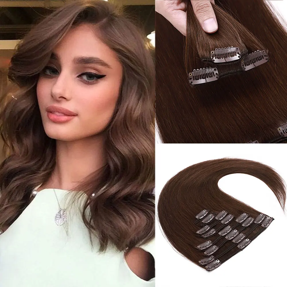 Rich Choices Silky Straight Clip In Human Hair Extensions 8pcs/set Real Natural Hairpiece Clip In Hair Extension for Women