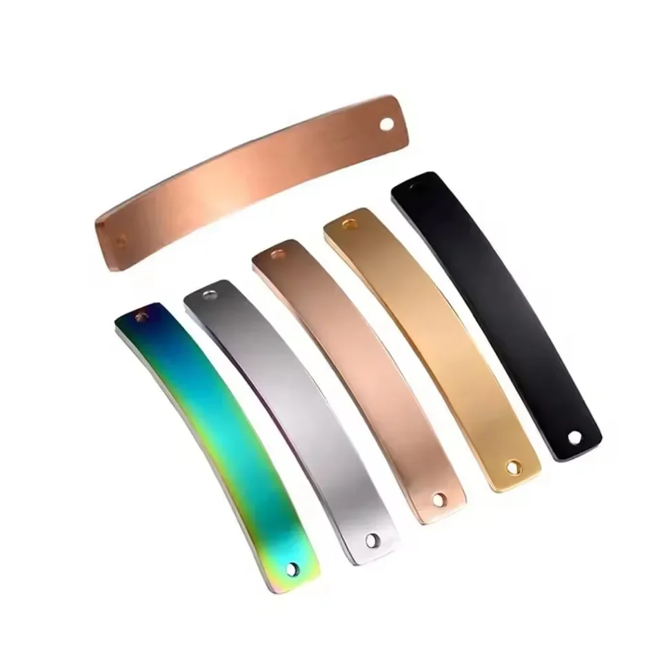 Stainless Steel Bending Long Strip Arc Shaped Connector Blank Charm Pendant DIY Making Bracelet 1.5*6*39mm 20piece/lot