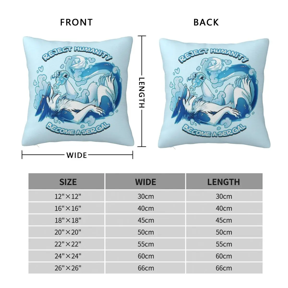 Reject Humanity Become A Sergal Square Pillowcase Polyester Linen Velvet Creative Zip Decor Home Cushion Cover Wholesale 45x45