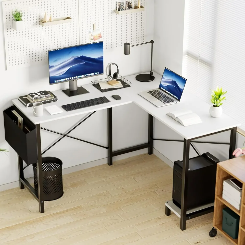 

L Shaped Desk Gaming Computer 50 Inch Reversible Corner Table PC Work Table for Writing Study Student