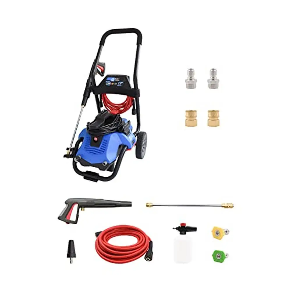 

Electric Pressure Washer 2300 PSI 1.7 GPM Easy Connection Gun Lance Hose Nozzle & Foamer M22 Quick Connect Adapters Bundle