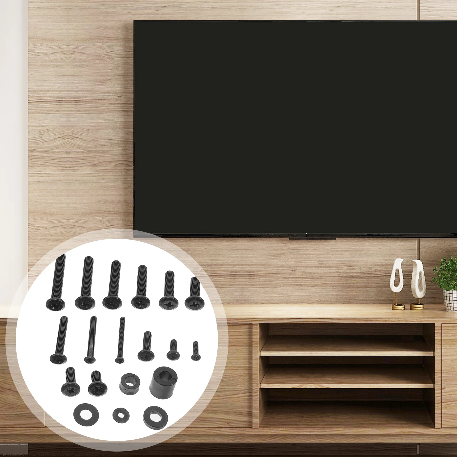 

1Set Mounting Screws Iron Heavy Duty Black Wall Mount Hardware Replacement for 80 Inch Tvs Universal Installation Kit