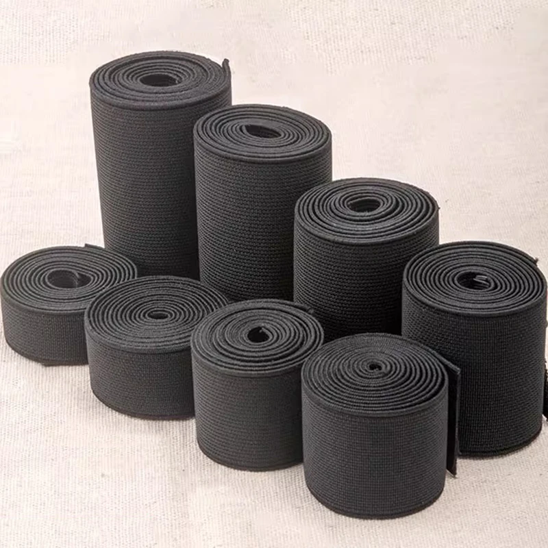 

2/5/10/20M Flat Elastic Band 10-80mm Black Rubber Nylon Tape Belt Sling Bungee Cord Sewing Underwear Elastics Webbing Loom Bands
