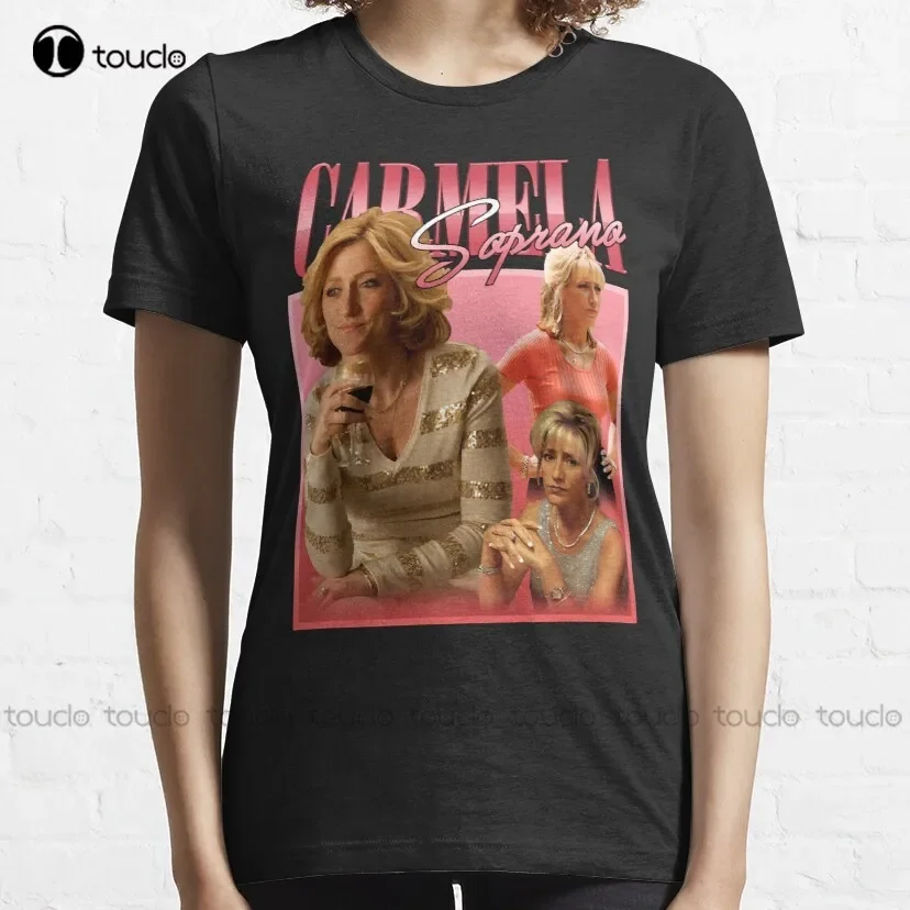 Carmela Soprano vintage Carmela Soprano Mafia Inspired Printed Tee Edie Falco Gift For Fan T-Shirt womens fishing shirt