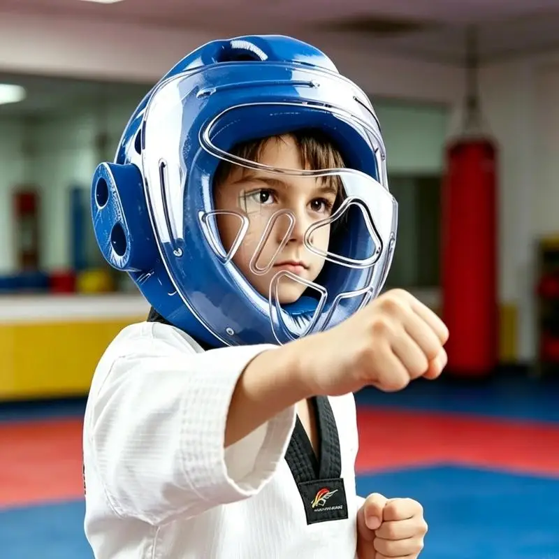 

Flexible Taekwondo Training Helmet Protective Headgear Feature Shockproof Technology For Most Skill Level 24BD