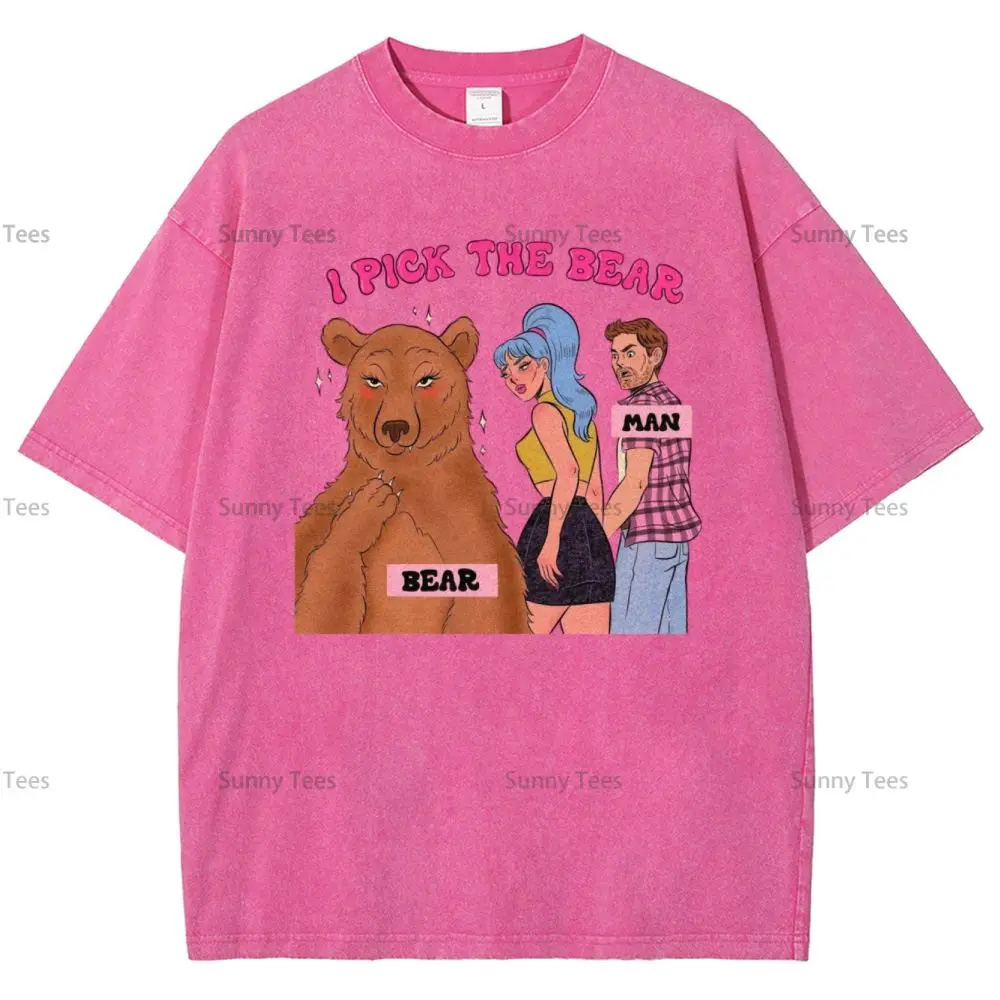 

Летний женский топ из хлопка Y2k Oversized I Pick the Bear Русский бурый медведь Одежда Футболка Высокого качества Свободная готическая футболка