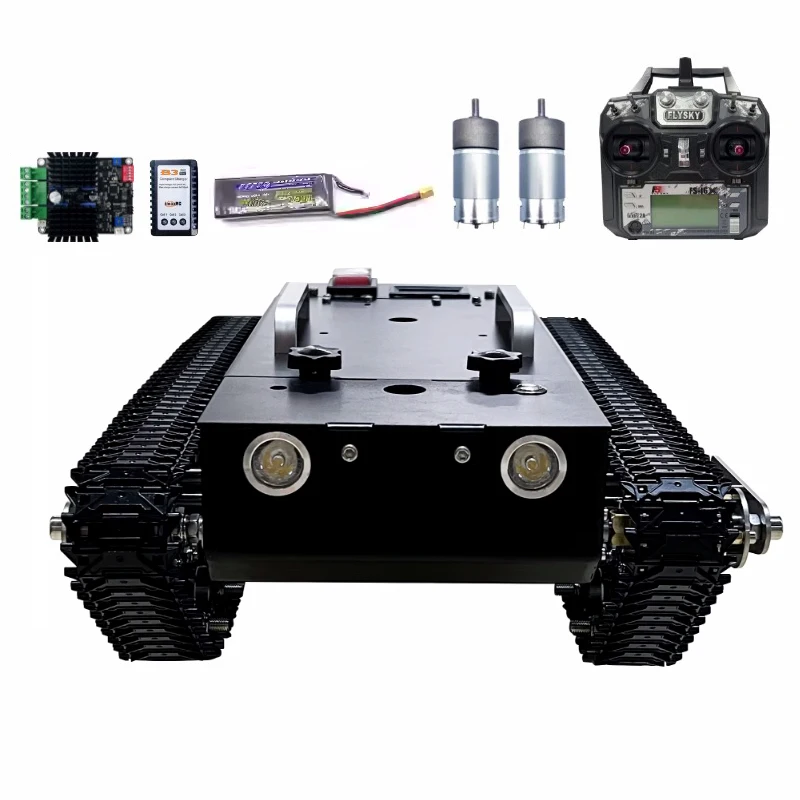 30kg Load RC Tank Chassis with Battery Metal Track Motor Shock Absorption Robot Car for STM32 Controller with FS Handle RC Tank